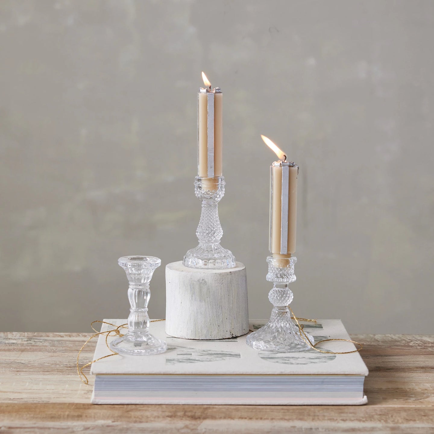 Pressed Glass Taper Holder, 3 styles